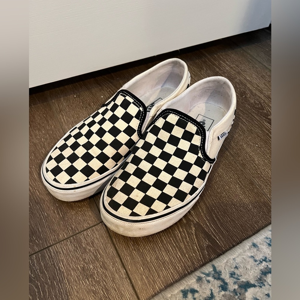 VansCheckerboard Slip-On Shoes - Black and White